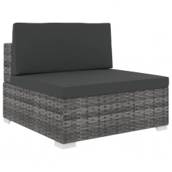 Sonata Модулен междинен фотьойл с възглавници, 1 бр, полиратан, сив - Мека мебел