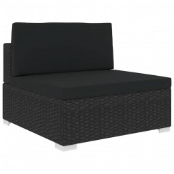 Sonata Модулен междинен фотьойл с възглавници, 1 бр, полиратан, черен - Мека мебел
