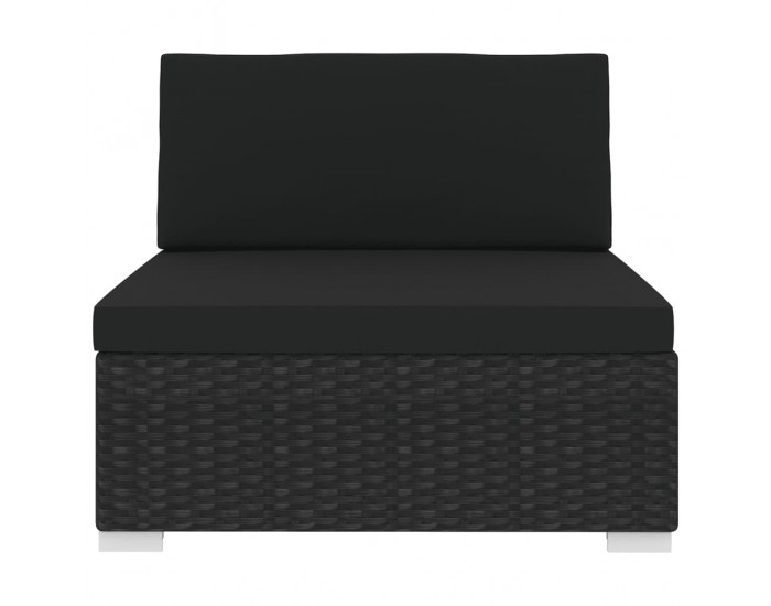 Sonata Модулен междинен фотьойл с възглавници, 1 бр, полиратан, черен