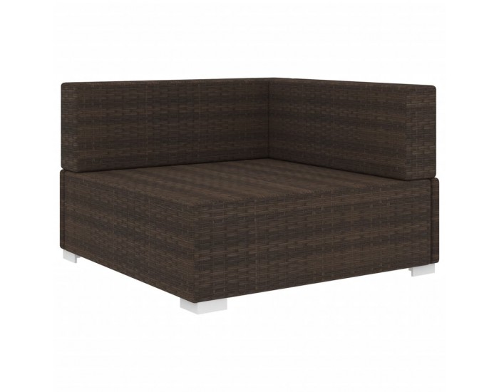 Sonata Модулен ъглов фотьойл с възглавници, 1 бр, полиратан, кафяв