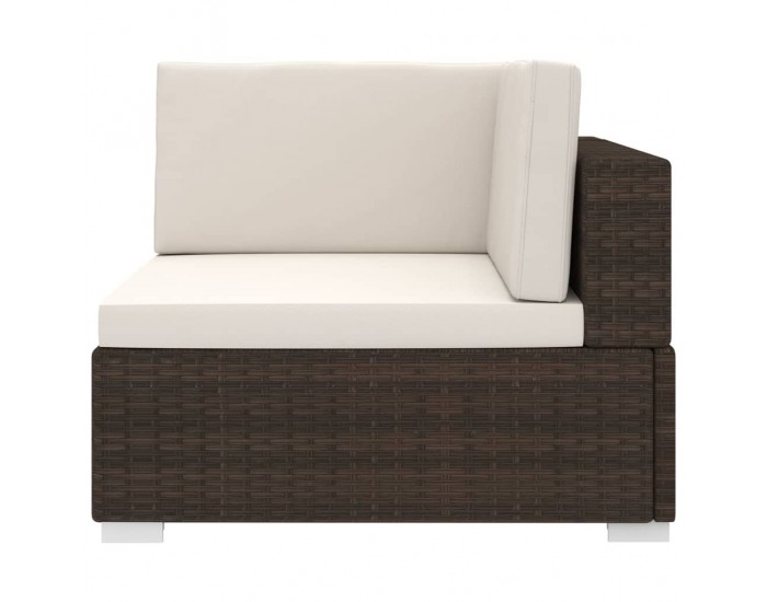 Sonata Модулен ъглов фотьойл с възглавници, 1 бр, полиратан, кафяв