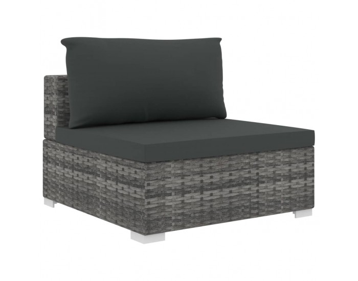 Sonata Градински комплект с възглавници, 8 части, полиратан, сив