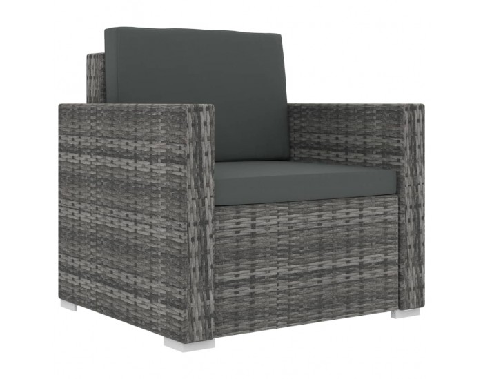 Sonata Градински комплект с възглавници, 8 части, полиратан, сив