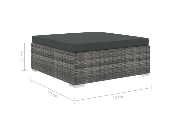 Sonata Градински комплект с възглавници, 8 части, полиратан, сив