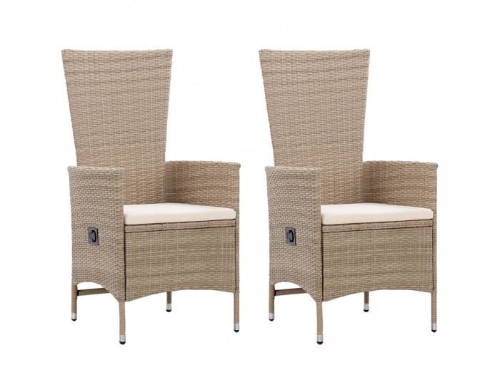 Sonata Външни столове с възглавници, 2 бр, полиратан, бежови