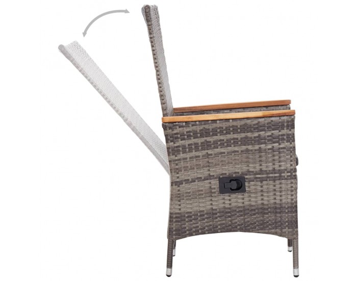 Sonata Външни столове с възглавници, 2 бр, полиратан, сиви