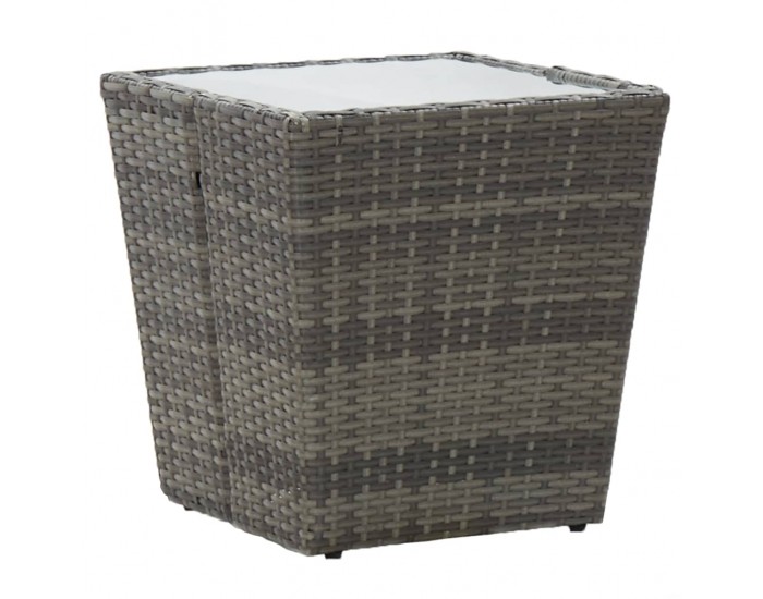 Sonata Маса за чай сива 41,5x41,5x43 см полиратан и закалено стъкло