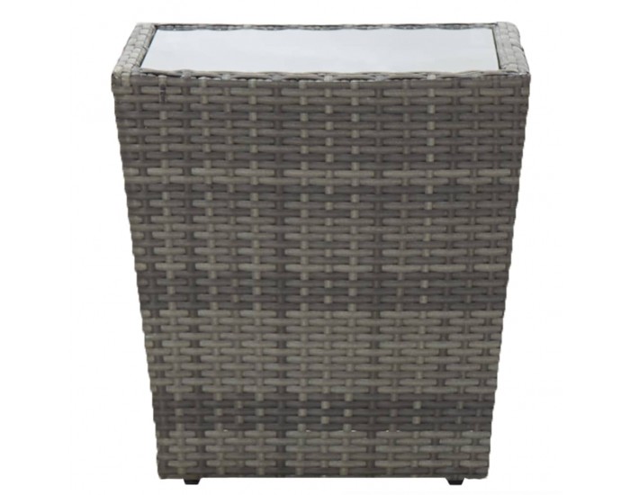 Sonata Маса за чай сива 41,5x41,5x43 см полиратан и закалено стъкло