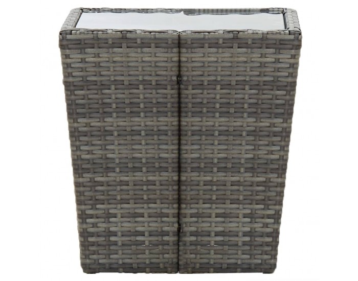 Sonata Маса за чай сива 41,5x41,5x43 см полиратан и закалено стъкло