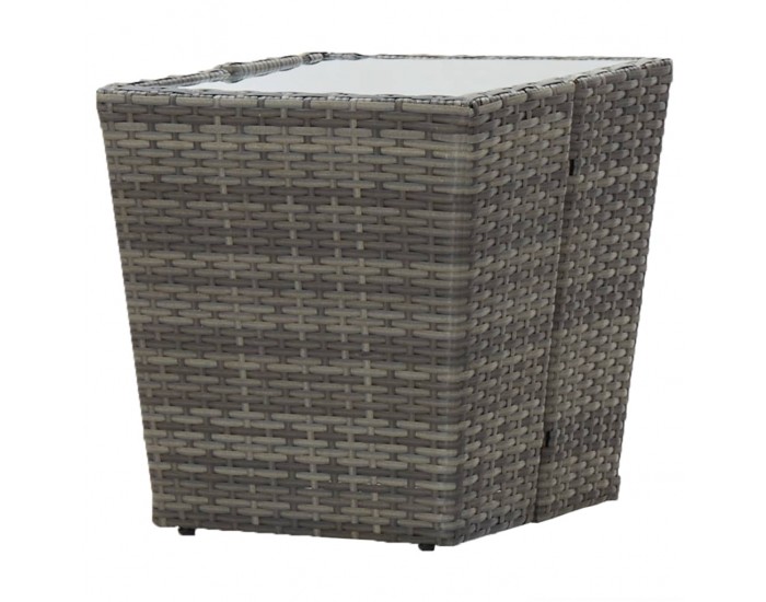 Sonata Маса за чай сива 41,5x41,5x43 см полиратан и закалено стъкло