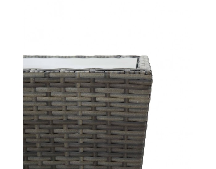 Sonata Маса за чай сива 41,5x41,5x43 см полиратан и закалено стъкло