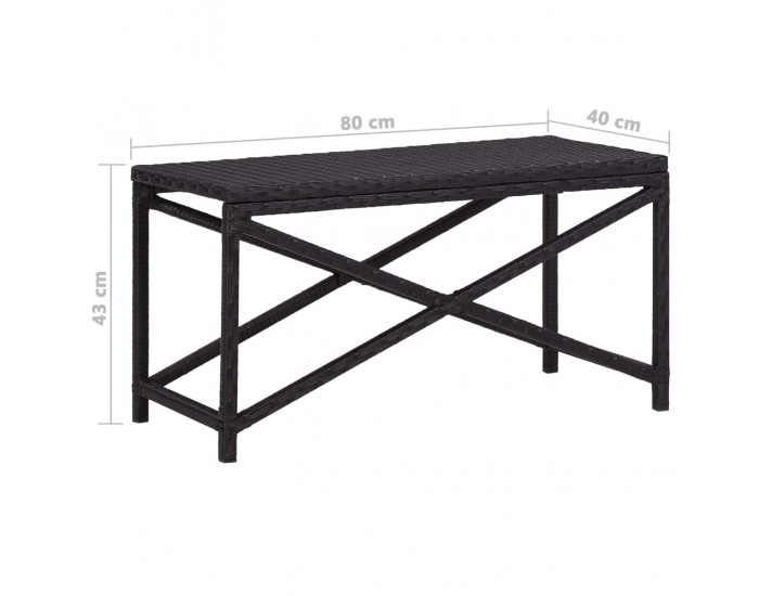 Sonata Градинска пейка, 80 см, полиратан, черна