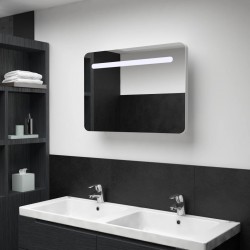 Sonata LED шкаф с огледало за баня, 80x11x55 см - Шкафове за баня