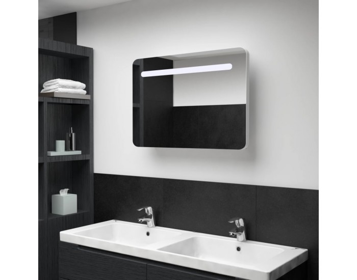 Sonata LED шкаф с огледало за баня, 80x11x55 см
