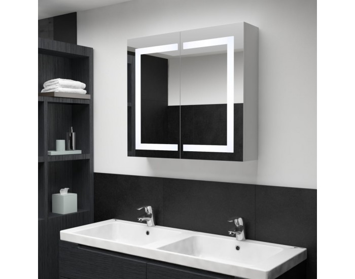 Sonata LED шкаф с огледало за баня, 80x12,2x68 см Sonata LED шкаф с огледало за баня, 80x12,2x68 см