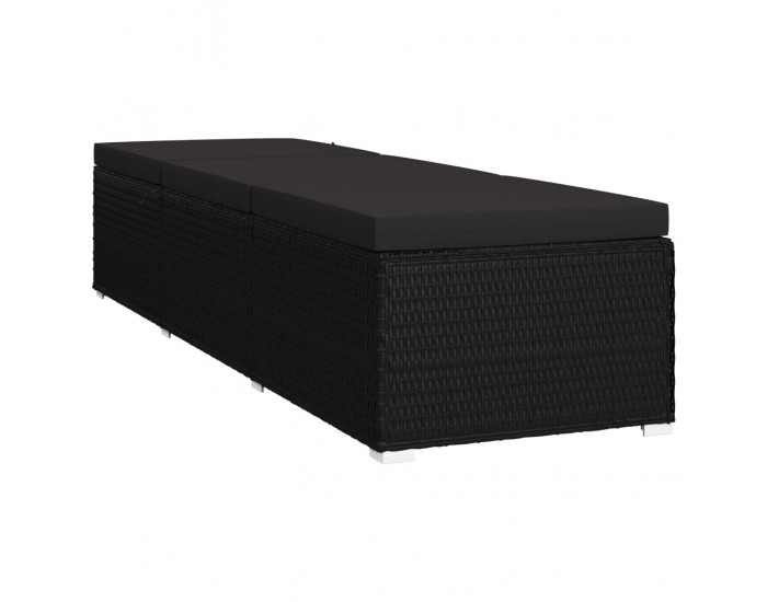 Sonata Шезлонг с шалте и маса за чай, полиратан, черен