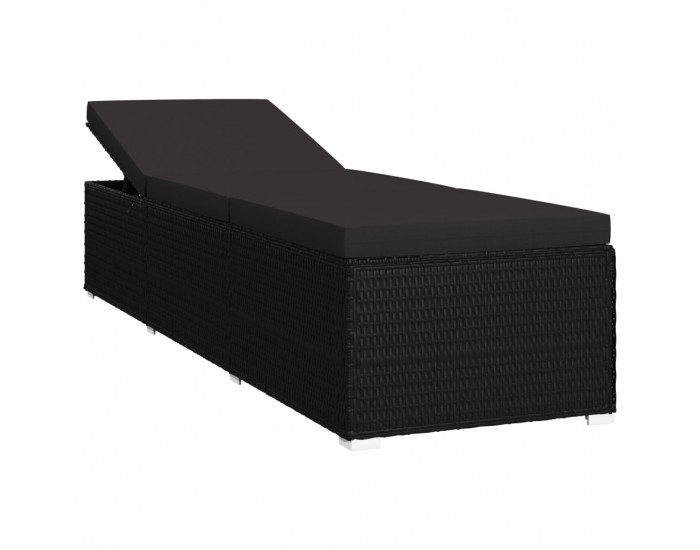 Sonata Шезлонг с шалте и маса за чай, полиратан, черен