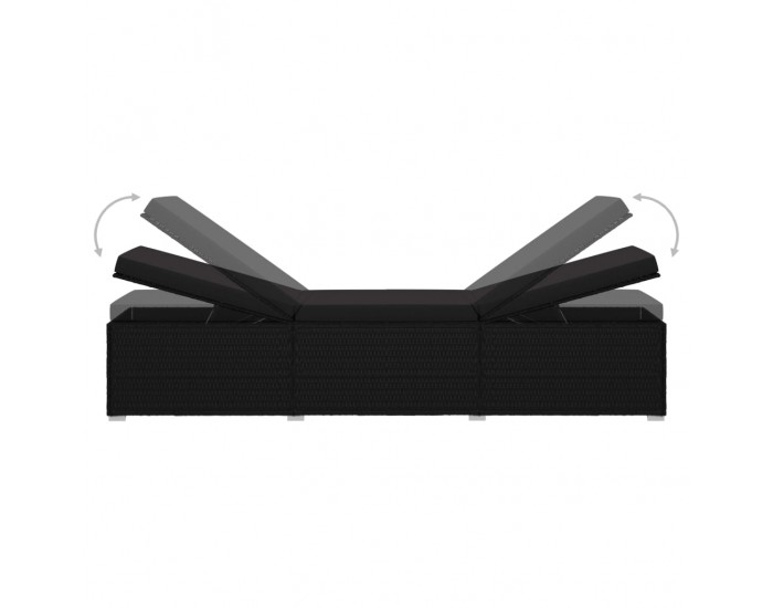 Sonata Шезлонг с шалте и маса за чай, полиратан, черен