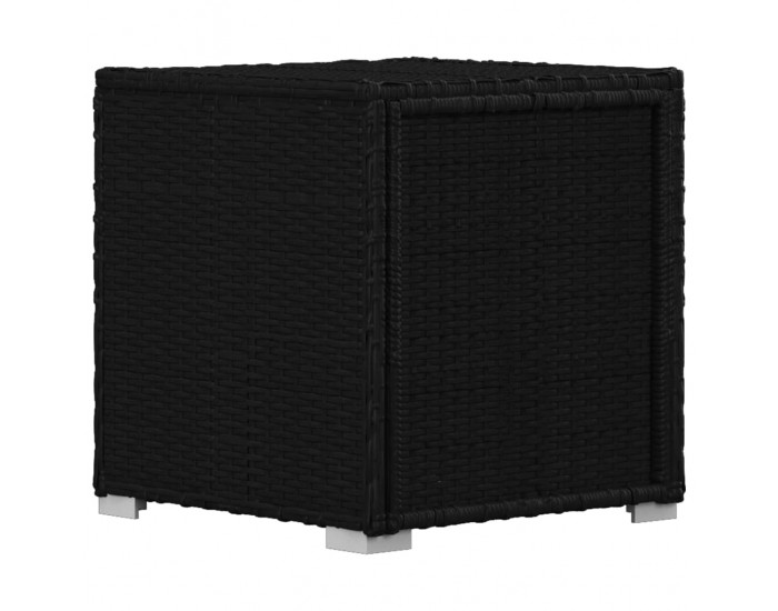 Sonata Шезлонг с шалте и маса за чай, полиратан, черен