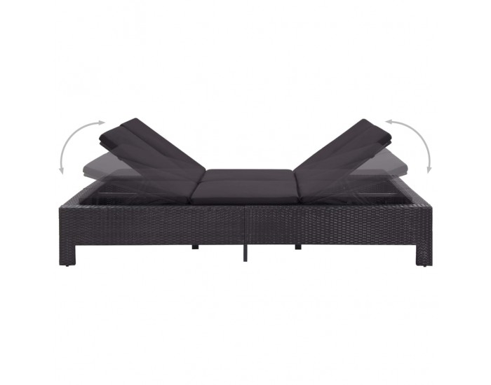 Sonata Шезлонг с шалте за двама, полиратан, черен