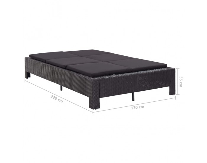 Sonata Шезлонг с шалте за двама, полиратан, черен