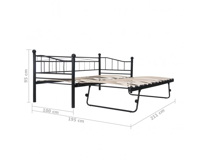 Sonata Рамка за легло, черна, стомана, 180x200/90x200 см