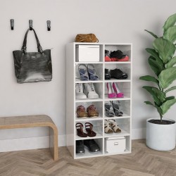 Sonata Стелаж за обувки, бял гланц, 54x34x100 см, ПДЧ - Шкафове за обувки