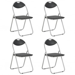 Sonata Сгъваеми трапезни столове, 4 бр, черни, изкуствена кожа - Трапезни столове