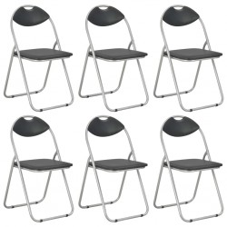 Sonata Сгъваеми трапезни столове, 6 бр, черни, изкуствена кожа - Трапезни столове