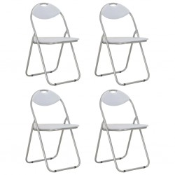 Sonata Сгъваеми трапезни столове, 4 бр, бели, изкуствена кожа - Трапезни столове
