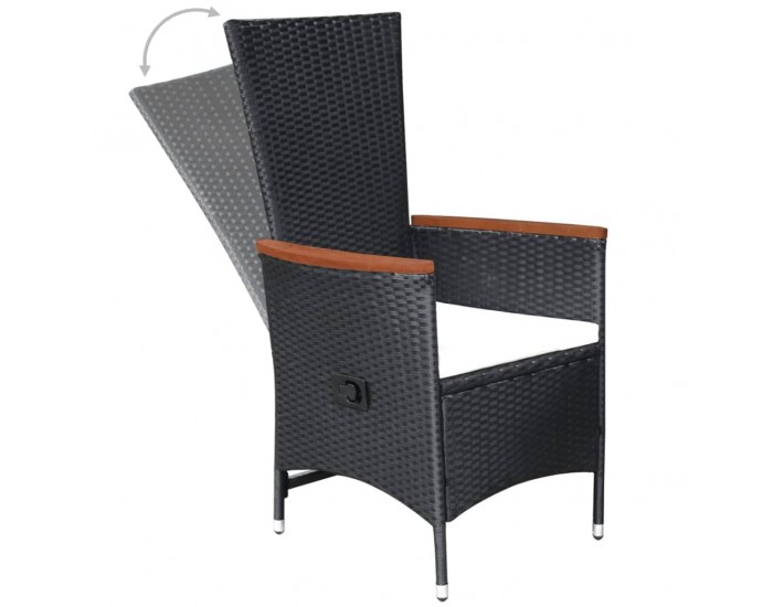 Sonata Външни столове с възглавници, 2 бр, черен полиратан