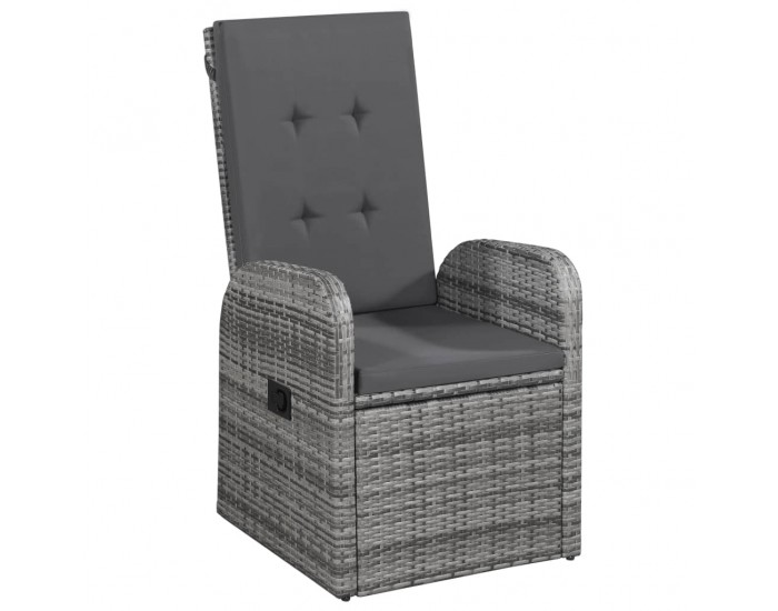 Sonata Накланящи градински столове с възглавници 2 бр полиратан сиви