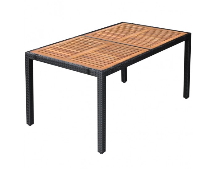 Sonata Градински трапезен комплект, 7 части, полиратан, акация, черен Sonata Градински трапезен комплект, 7 части, полиратан, акация, черен