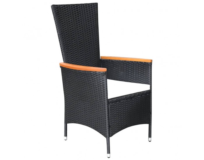 Sonata Градински трапезен комплект, 7 части, полиратан, акация, черен Sonata Градински трапезен комплект, 7 части, полиратан, акация, черен