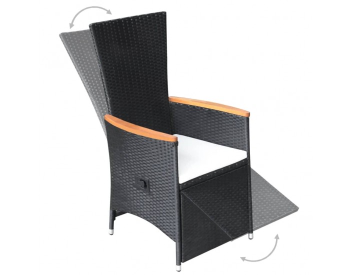 Sonata Градински трапезен комплект, 7 части, полиратан, акация, черен Sonata Градински трапезен комплект, 7 части, полиратан, акация, черен