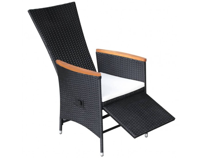 Sonata Градински трапезен комплект, 7 части, полиратан, акация, черен Sonata Градински трапезен комплект, 7 части, полиратан, акация, черен