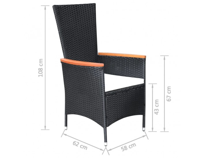 Sonata Градински трапезен комплект, 7 части, полиратан, акация, черен Sonata Градински трапезен комплект, 7 части, полиратан, акация, черен