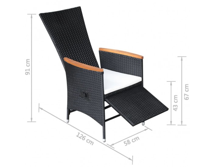 Sonata Градински трапезен комплект, 7 части, полиратан, акация, черен Sonata Градински трапезен комплект, 7 части, полиратан, акация, черен