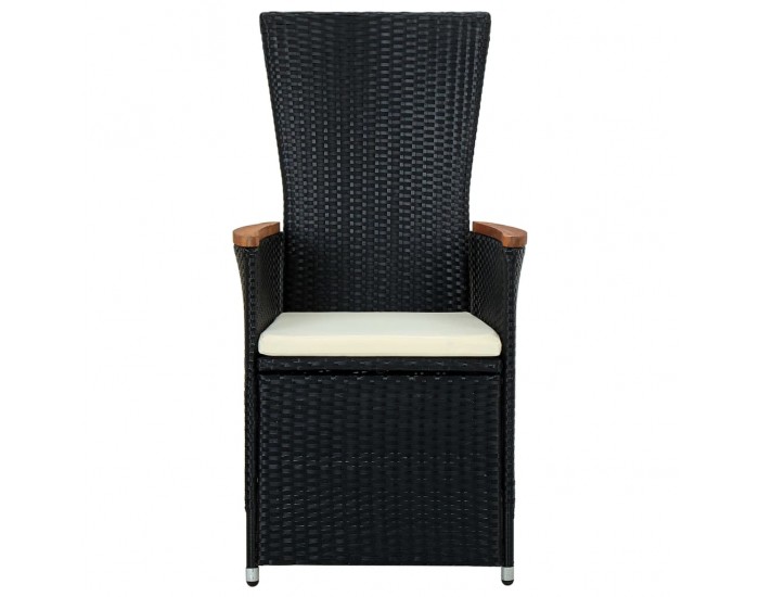 Sonata Градински комплект с възглавници, 9 части, полиратан, черен