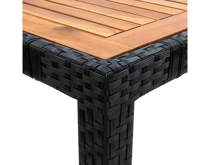 Sonata Градински комплект с възглавници, 9 части, полиратан, черен