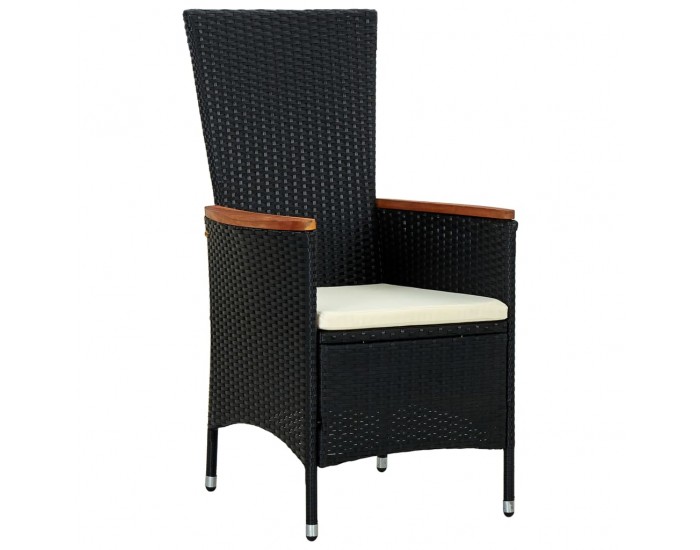 Sonata Градински комплект с възглавници, 9 части, полиратан, черен