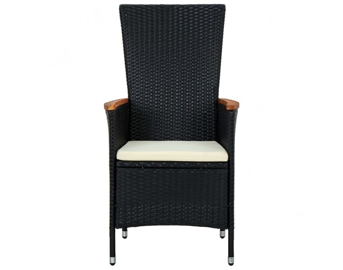 Sonata Градински комплект с възглавници, 9 части, полиратан, черен