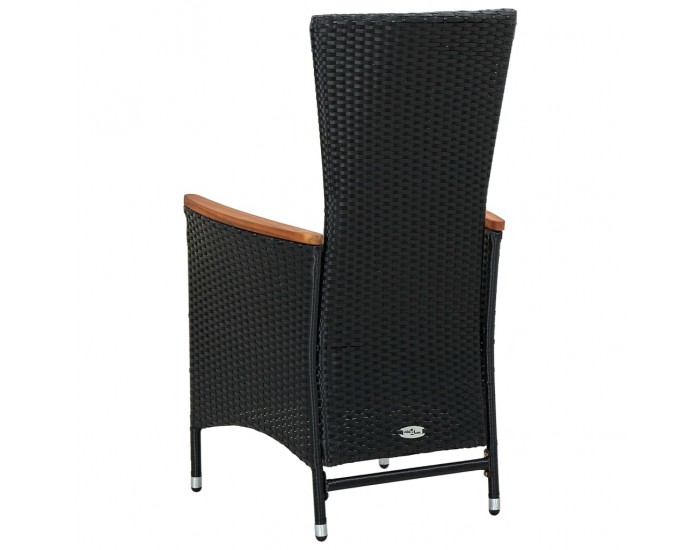 Sonata Градински комплект с възглавници, 9 части, полиратан, черен