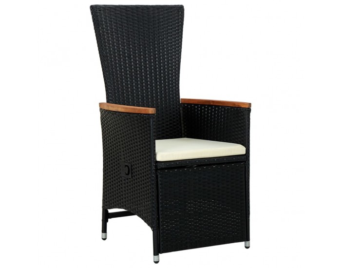 Sonata Градински комплект с възглавници, 9 части, полиратан, черен