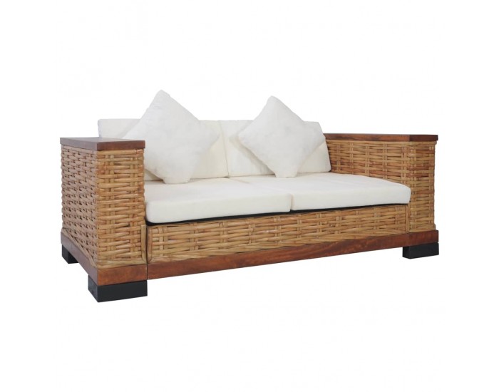 Sonata Комплект дивани с възглавници, 2 части, кафяви, естествен ратан