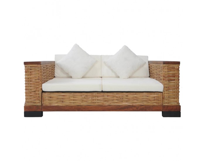 Sonata Комплект дивани с възглавници, 2 части, кафяви, естествен ратан