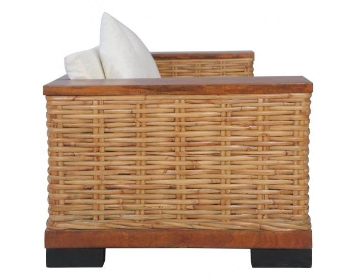 Sonata Комплект дивани с възглавници, 2 части, кафяви, естествен ратан