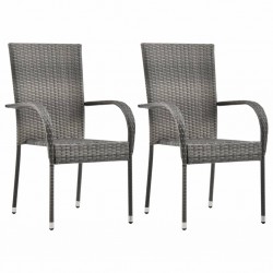 Sonata Стифиращи външни столове, 2 бр, сиви, полиратан - Градински столове