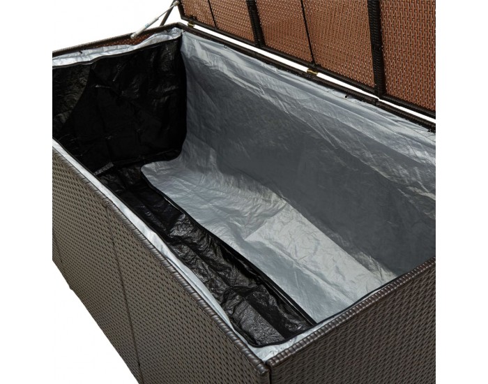 Sonata Градински сандък за съхранение, полиратан, 180x90x75 см, кафяв Sonata Градински сандък за съхранение, полиратан, 180x90x75 см, кафяв