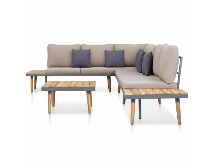 Sonata Градински комплект с възглавници, 5 части, акация масив, кафяв Sonata Градински комплект с възглавници, 5 части, акация масив, кафяв